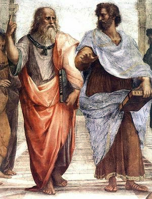 Платона и Аристотель на фреске "Афинская школа" Рафаэля