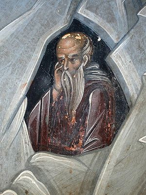 Отшельник. Фреска монастыря Дионисиат. Св. Гора Афон. Фото: А. Поспелов / Православие.Ru